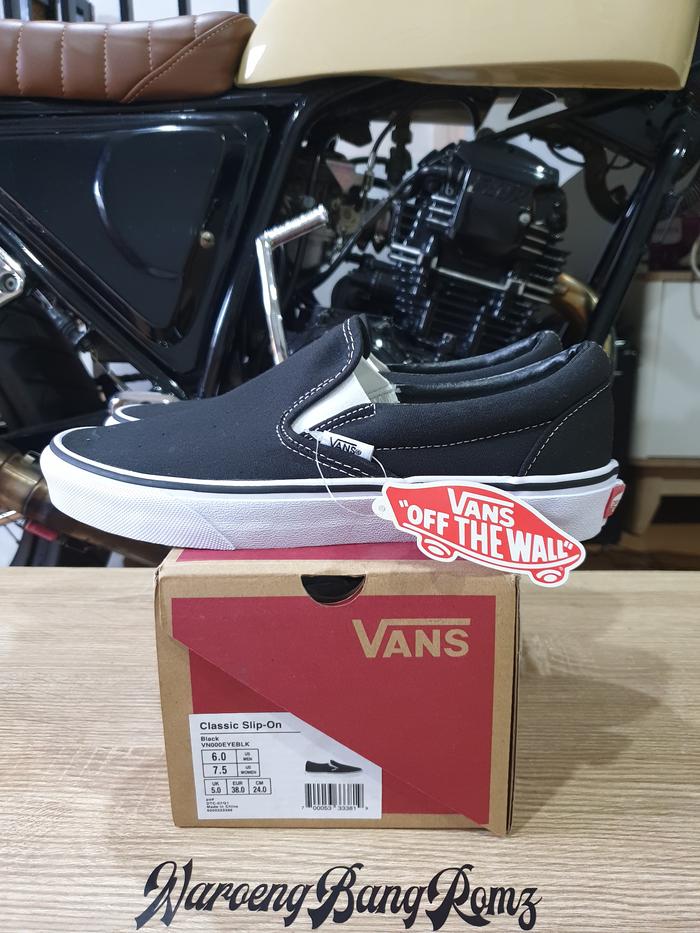 Jual Vans Classic Slip On Black White Original 100% Kode Waffle DT