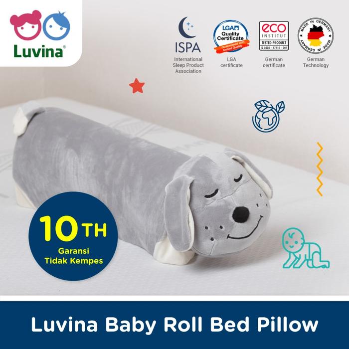 Gambar LUVINA BABY ROLL BED NATURAL LATEX PILLOW 3 IN 1 / BONEKA BANTAL ROLL - Boneka Grey dari Luvina Indonesia Sehat undefined Tokopedia