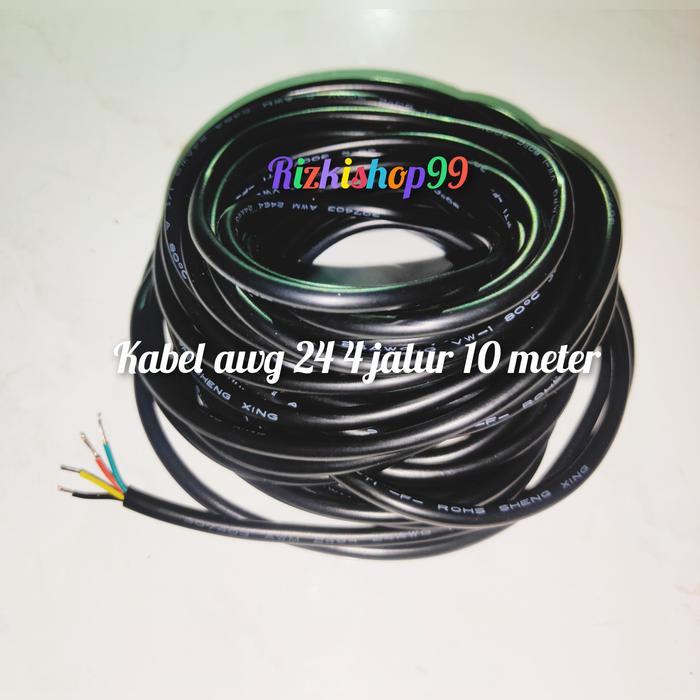 Jual kabel awg 24 4 jalur 10 meter + selongsong (awg 24 isi 4 jalur ...
