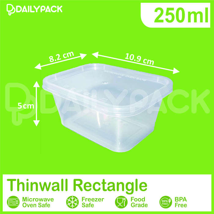 Gambar Thinwall RECTANGLE 250 ml / PERSEGI PANJANG / Food Container dari dailypack.id undefined Tokopedia