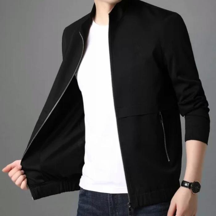 Gambar jaket keren pria/jaket casual pria terbaru/jaket pria katun drill - Hitam, M dari Delwish Fashion undefined Tokopedia