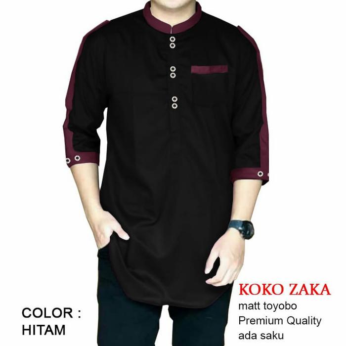 Gambar BAJU MUSLIM PRIA MODERN PENDEK - KOKO COWOK KURTA PAKISTAN MURAH - Hitam, M dari GROSIR MURAH BALQIS undefined Tokopedia