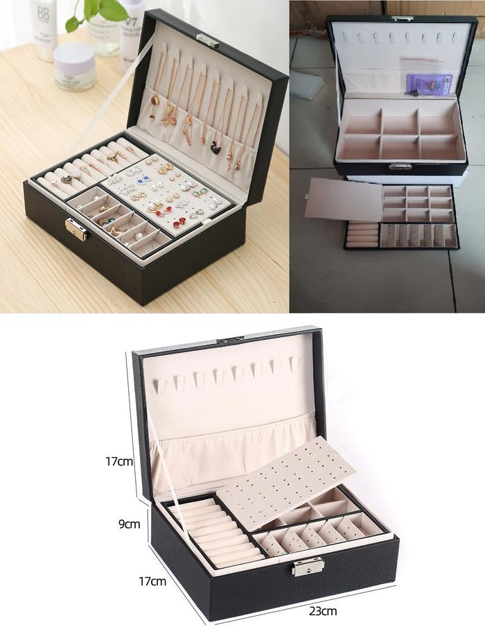 Gambar Kotak Jam Tangan Isi 6 / Box Tempat Jam / Watch Organizer - Hitam - Prhiasan 2layer dari Benjoo Store undefined Tokopedia
