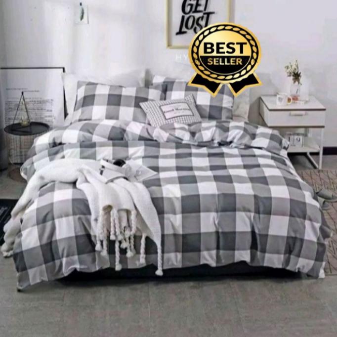 Gambar Bedcover Set & Sprei Ukuran Single ( 90 x 200 ) - Kotak Abu-Abu, 90x200x20 dari Bedcover Sprei Aesthetic undefined Tokopedia