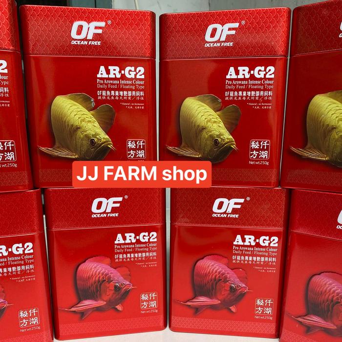 Gambar Pelet pakan arwana OCEAN FREE AR - G2 color strong 250gr original top - S dari JJ FARM shop undefined Tokopedia