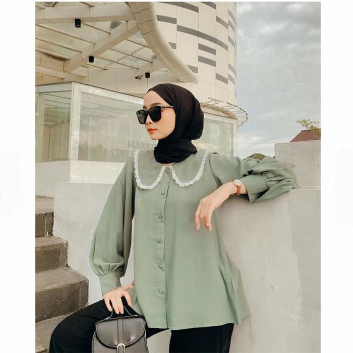 Gambar VANESHA BLOUSE Blouse Wanita Atasan Wanita Korea Fashion Remaja Ori - MINT, M dari New Way CY undefined Tokopedia
