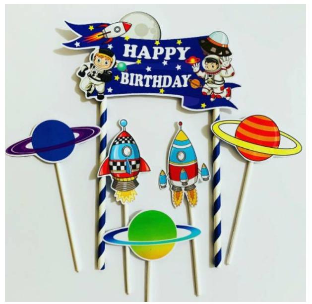 Gambar Topper Cake Tusukan Hiasan Kue Ulang Tahun - Astronot - Astronot Ribbon dari Bakingtoys undefined Tokopedia