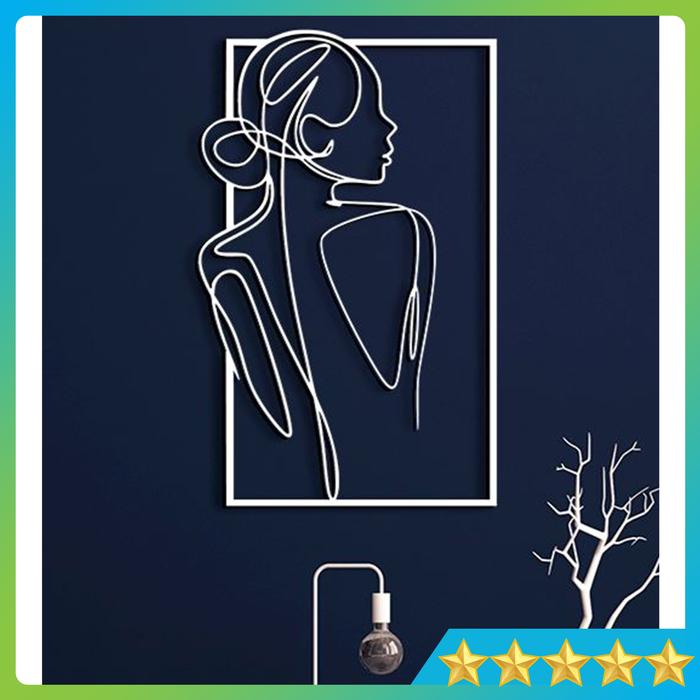 Gambar Hiasan Dinding Wall Decor Girl Line Art Abstrak Minimalis Aesthetic dari Tridibi undefined Tokopedia