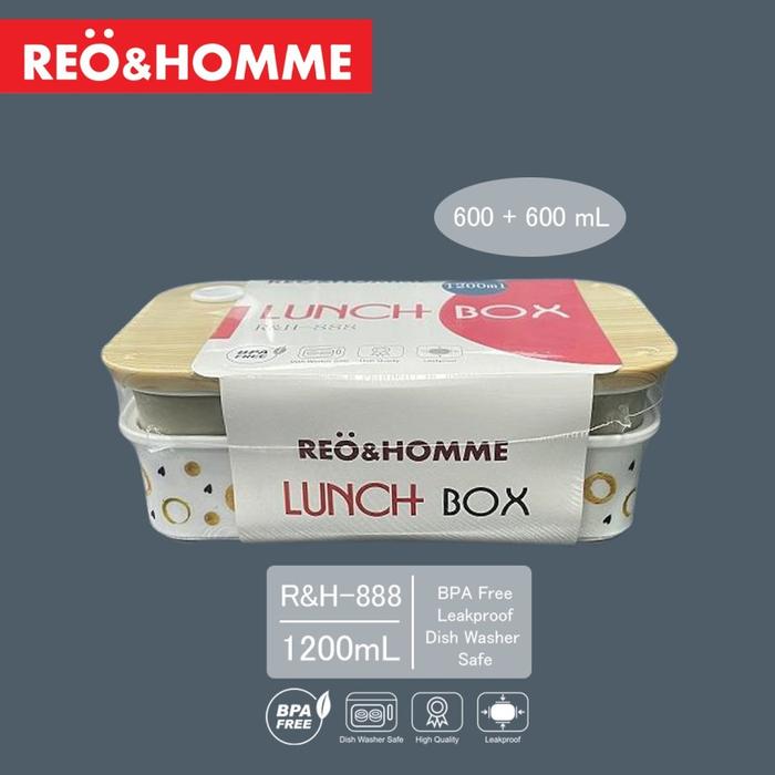 Gambar Lunch Box Two Layers RH-888 Yakada Stackable Wooden Style & motif - Cheesy Ring dari Kioslunchbox bogor undefined Tokopedia