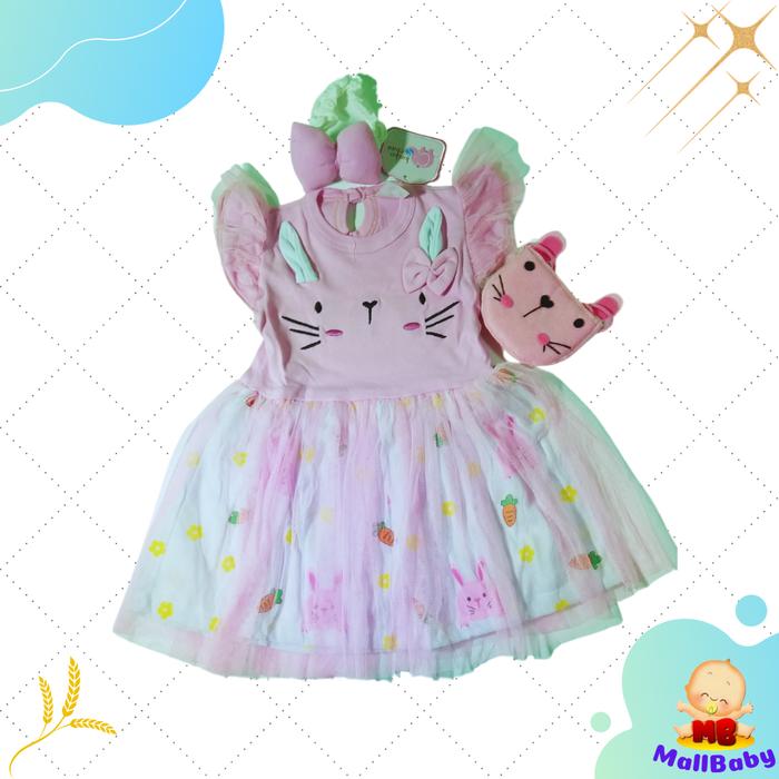 Gambar Baju Bayi Perempuan Dress Lucu set 3 6 9 12 Bulan Gaun Bayi Tas Mice - Pink Muda dari Mall-Baby Kota Tangerang Selatan Tokopedia