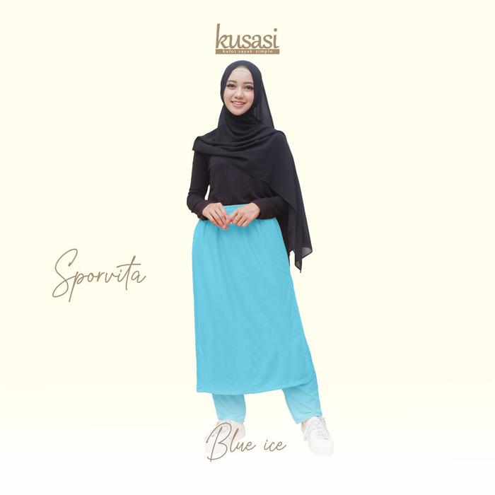 Gambar rok celana olahraga wanita muslimah kusasi sportvita polos terbaru bisa custom size warna lapak olazqa - blue ice, XL dari Olazqa undefined Tokopedia