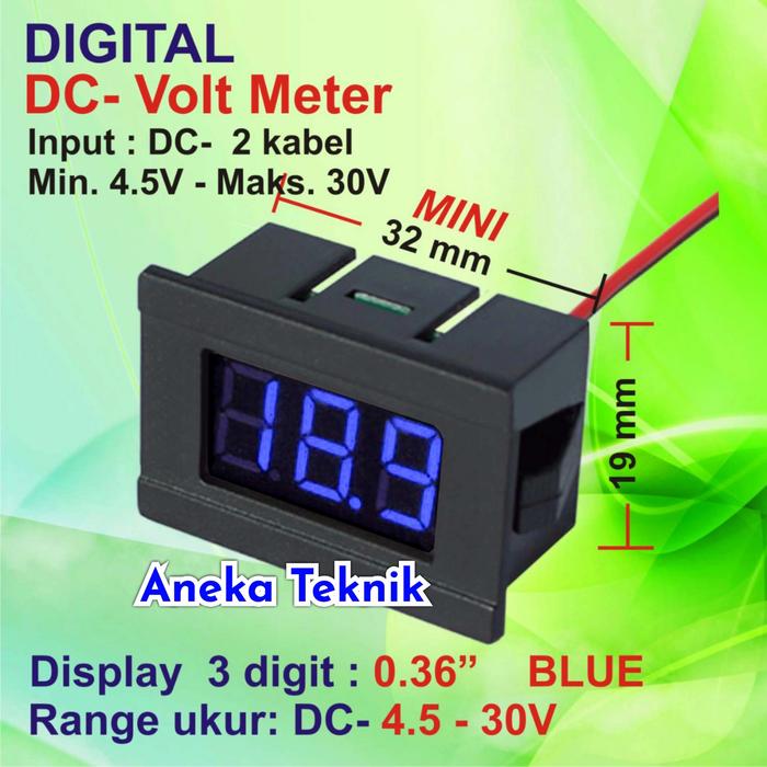 Gambar Voltmeter Mini Digital DC 4.5V - 30V 0,36 INCH 2 Kabel + Frame - Biru dari Toko Aneka Teknik_NEW undefined Tokopedia