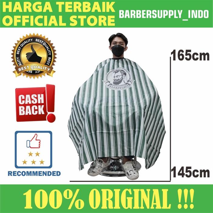 Gambar CAPE / KEP / KAIN KIP CUKUR BARBER PANGKAS SALON GARIS BARBERSHOP - HIJAU PUTIH dari Barbersupplyindo undefined Tokopedia