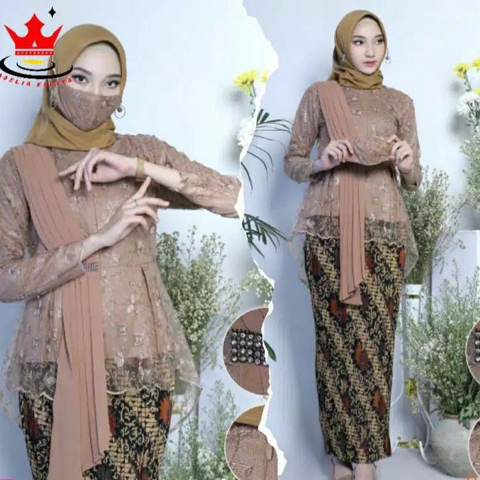 Gambar Kebaya Modern Soibah /Kebaya Tunik Tulle Modern / Kebaya Modern Wisuda - Mocca, XL dari TokFi undefined Tokopedia