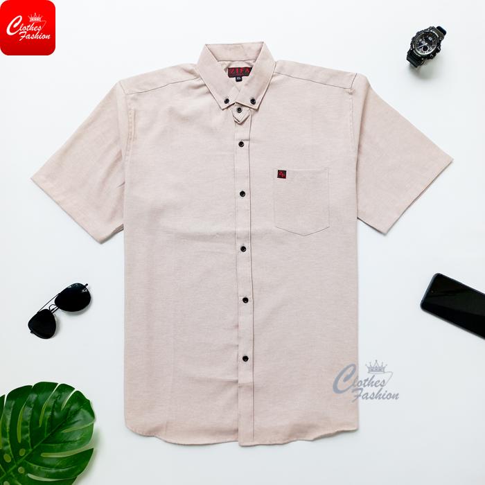 Gambar Baju Kemeja Kameja Hem Navy Pria Cowok Pria Lengan Pendek Kekinian - Cream Pendek, XL dari Clothes_Fashion undefined Tokopedia