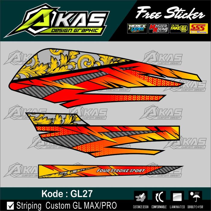 Gambar Striping Variasi GL Custom HOLOGRAM Murah kode GL27 - Merah, ORAJET BIASA dari Akas Sticker undefined Tokopedia