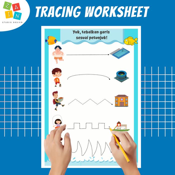 Gambar Belajar Menulis Pola Garis Tracing Wipe and Clean SIZE A4 - TIPE 1 dari Poster Edukasi Anak undefined Tokopedia