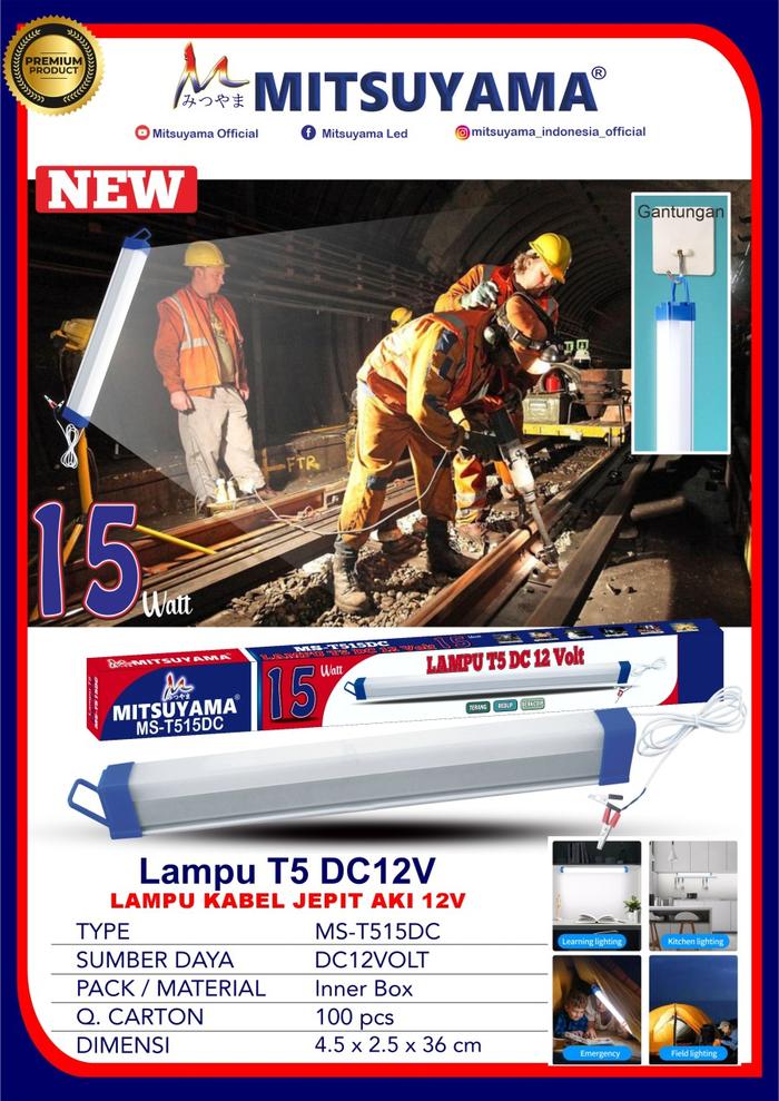 Gambar Lampu LED MITSUYAMA DC BULB DC 12V Aki Kabel Capit Accu Lampu Neon LED - 10 watt dari JNS Electric undefined Tokopedia