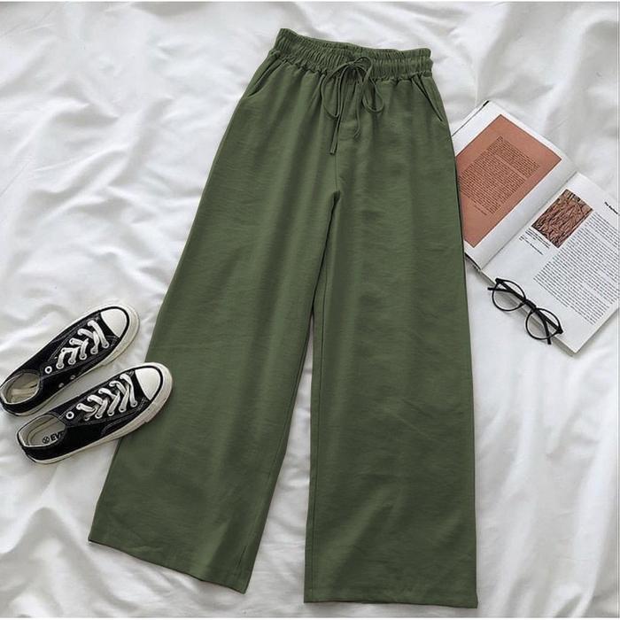 Gambar Celana Kulot Yuna Pants Bahan Twiscone/Fashion Wanita Murah - Hijau Army dari andhastoreid undefined Tokopedia