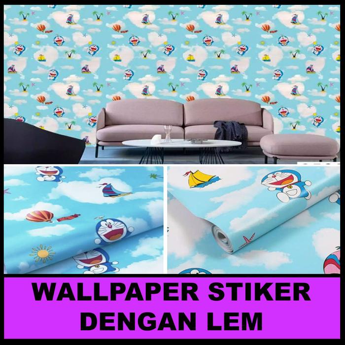 Gambar PROMO ! Paket Isi 5 Roll Wallpaper Stiker Dinding Motif Doraemon / HW - DORAEMON AWAN dari homes wallpaper undefined Tokopedia