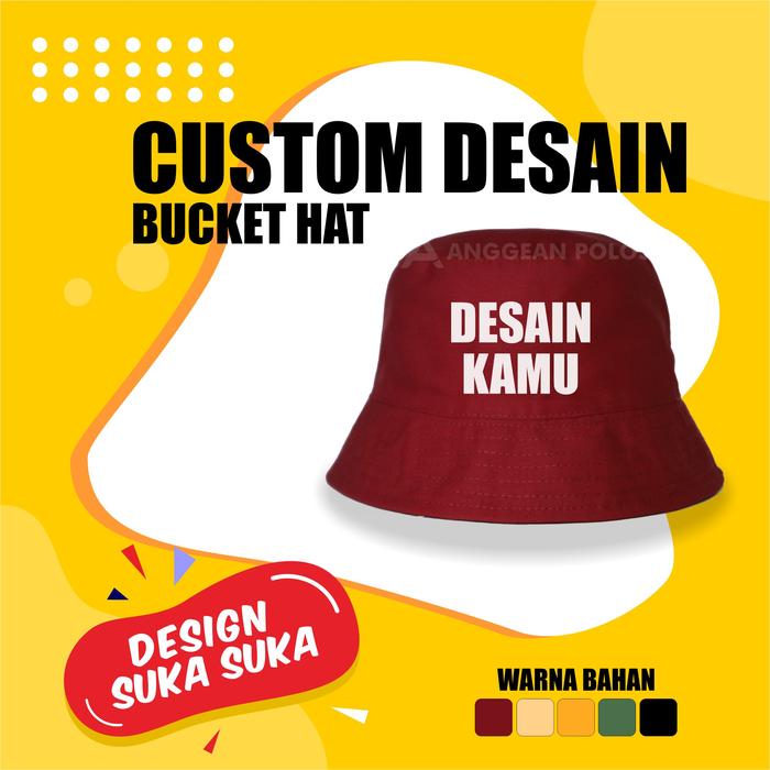 Gambar Bucket Hat Desain Suka-Suka Bolak Balik Topi Bucket Custom Design - Merah-hitam dari Anggean Polos undefined Tokopedia