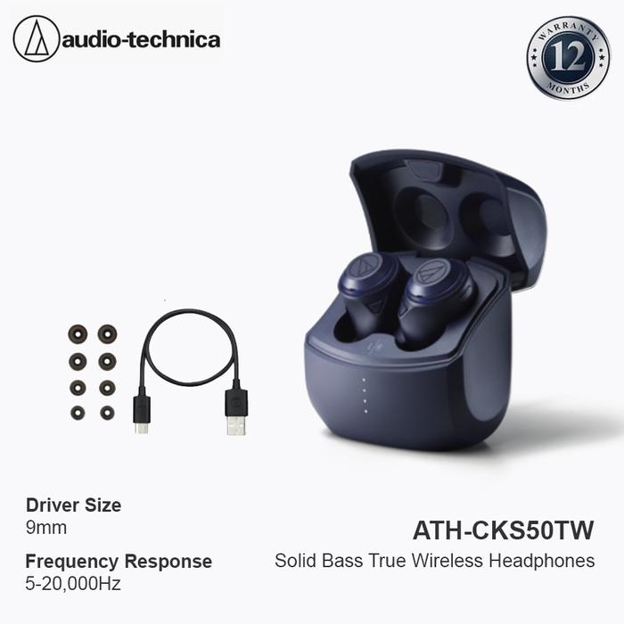 Gambar Audio-Technica ATH-CKS50TW Solid Bass True Wireless Headphones - Navy dari Audio Technica Indonesia undefined Tokopedia