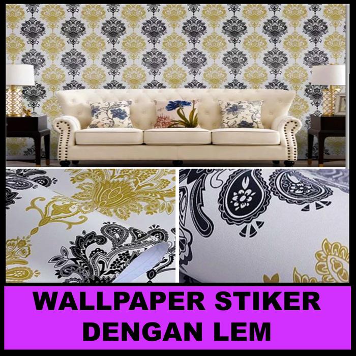 Gambar PROMO ! Paket Isi 5 Roll Wallpaper Stiker Dinding Motif Batik / HW - BATIK LEMON dari homes wallpaper undefined Tokopedia