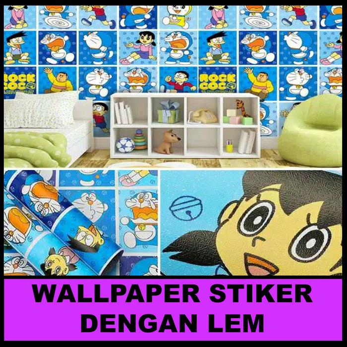 Gambar PROMO ! Paket Isi 5 Roll Wallpaper Stiker Dinding Motif Doraemon / HW - DORAEMON NOBITA dari homes wallpaper undefined Tokopedia