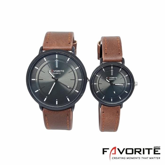 Jual Jam Tangan Couple Favorite AFP07 Kulit Original Abu-abu