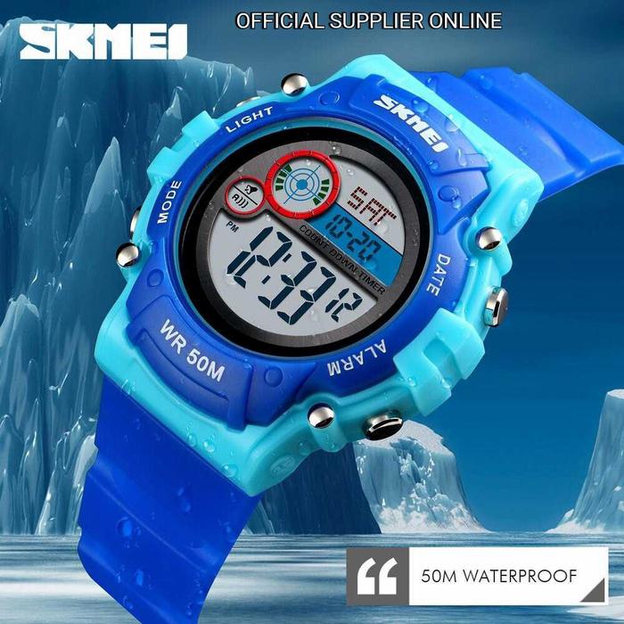 Gambar JAM TANGAN ANAK CEWEK WANITA DIGITAL SKMEI ANTI AIR TERBARU ORIGINAL - Biru Muda dari supllier online undefined Tokopedia