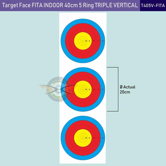 Jual TARGET FACE FITA INDOOR TRIPLE VERTICAL 40cm 5 RING TURNAMEN ...