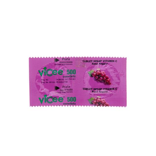 Gambar Vicee 500 Grape, Lemon. Orange, Strawberry 5 Strip @2 Tablet - Grape dari Salam Sehat Bugar undefined Tokopedia