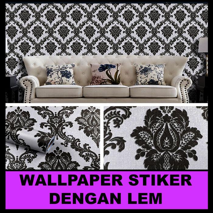 Gambar PROMO ! Paket Isi 5 Roll Wallpaper Stiker Dinding Motif Batik / HW - BATIK HITAM ABU dari homes wallpaper undefined Tokopedia