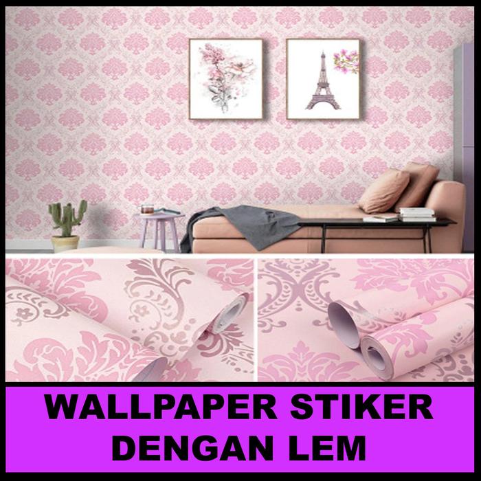 Gambar PROMO ! Paket Isi 5 Roll Wallpaper Stiker Dinding Motif Batik / HW - BATIK PINK dari homes wallpaper undefined Tokopedia