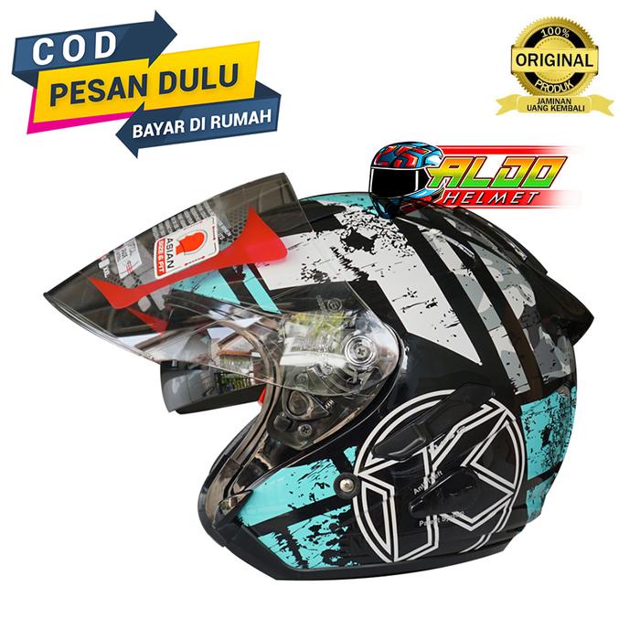 Gambar HELM KYT GALAXY MOTIF #5 BLACK AQUA BLUE ORIGINAL / JUAL CARGLOSS - M dari aldohelm2 undefined Tokopedia