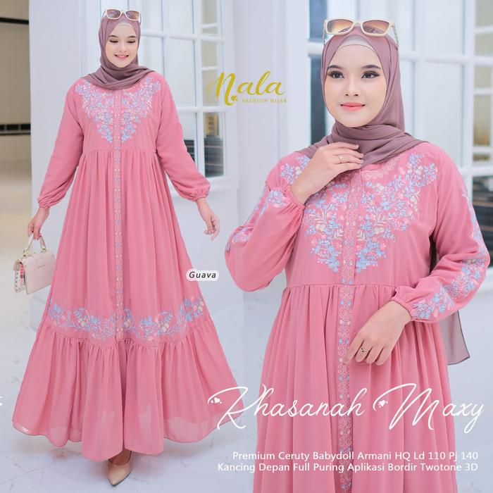 Gambar gamis syari terbaru ld 110 dress wanita terbaru khasanah - Merah Muda, all size dari kirana shop oke undefined Tokopedia