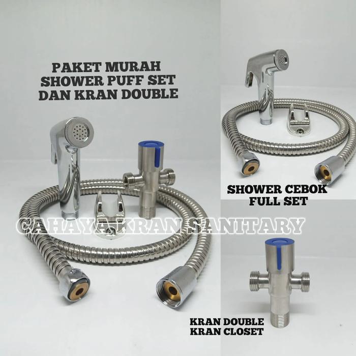 Gambar PAKET HEMAT SHOWER CEBOK LENGKAP MURAH/SHOWER JET FULL SET KRAN DOUBLE - kran double dari Hafidza Sanitary 88 undefined Tokopedia