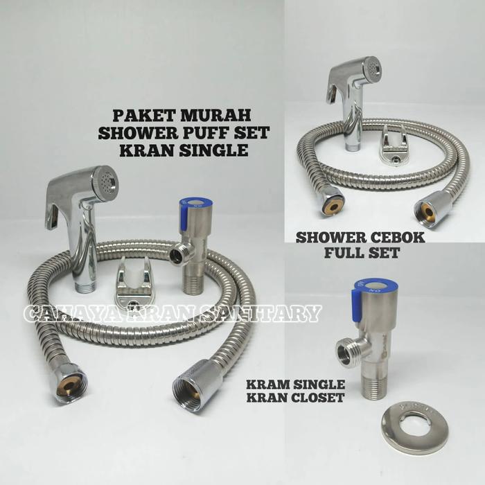 Gambar PAKET HEMAT SHOWER CEBOK LENGKAP MURAH/SHOWER JET FULL SET KRAN DOUBLE - kran single dari Hafidza Sanitary 88 undefined Tokopedia
