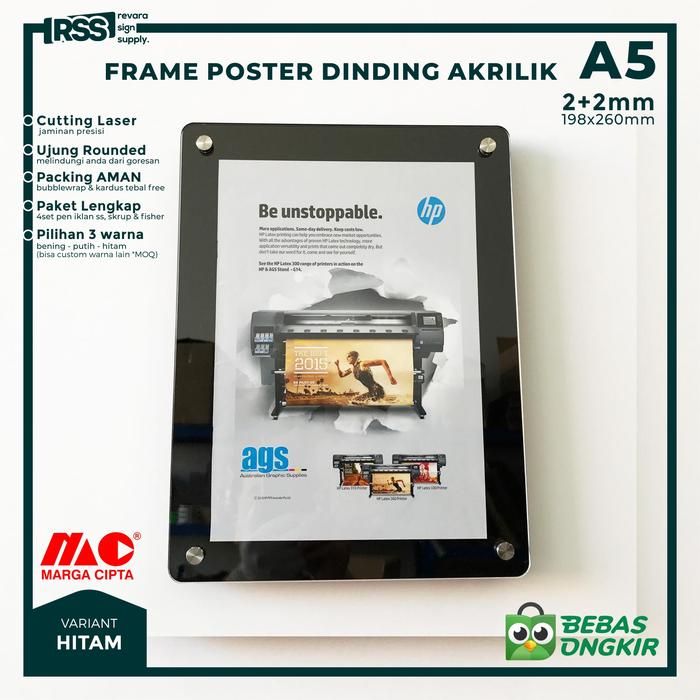 Gambar Frame Poster Akrilik A5 / Bingkai Piagam A5 / Acrylic Foto Dinding A5 - Hitam dari REVARA SIGN SUPPLY undefined Tokopedia