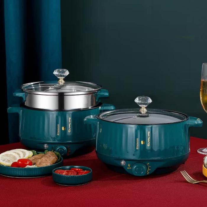 Gambar Panci Listrik 2.2 Liter 22Cm /Panci Listrik Mx-22A 2 Layer Multifungsi - Green dari king Grosir Indo undefined Tokopedia