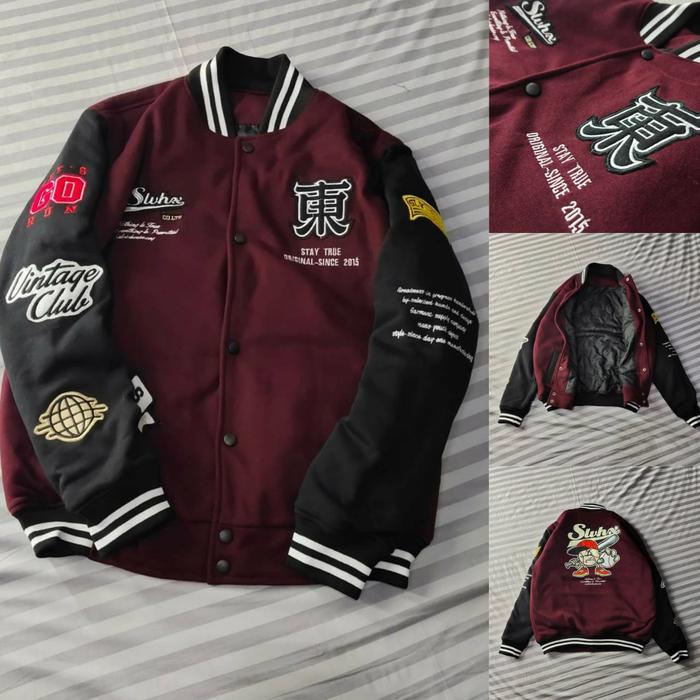 Gambar VARSITY KANJI JAKET PRIA SALVIO HEXIA ORIGINAL - maroon hitam, XL dari rlks apparel undefined Tokopedia