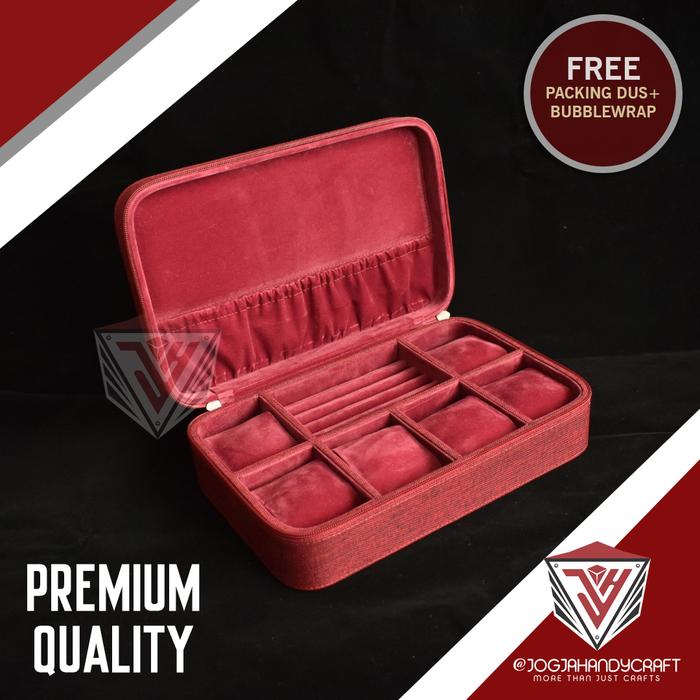 Gambar NEW PREMIUM Travel Watch Box + Tempat Cincin / Tempat Jam Tangan - Bright Maroon dari Jogja Handycraft_NEW undefined Tokopedia