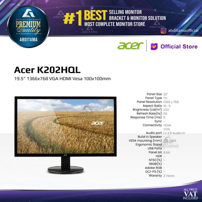Jual Monitor Acer K202HQL 19.5 