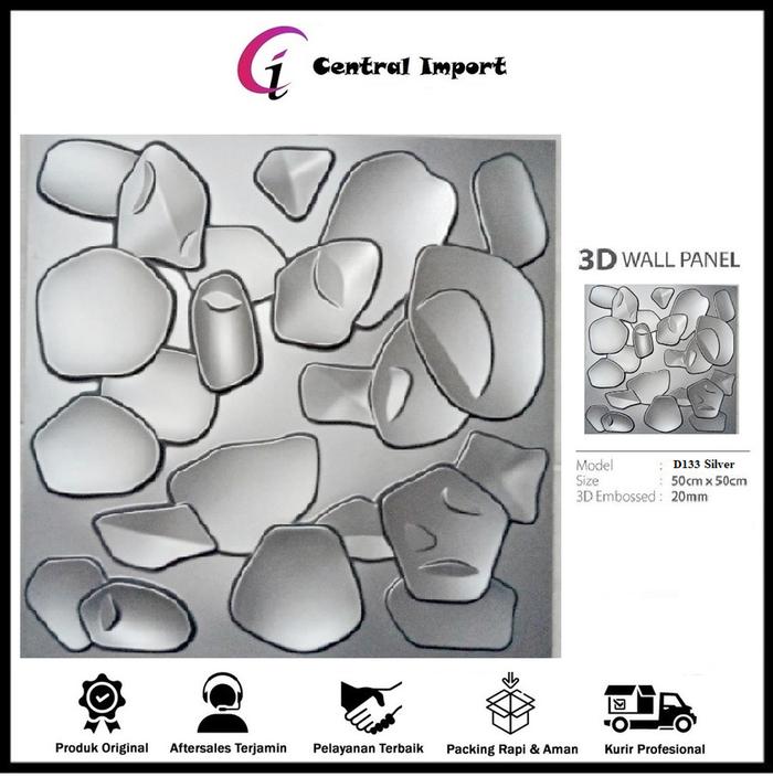 Gambar Wallpaper Dinding - Wallpaper 3D - Tridi Wallpaper -PVC Wallpanel D133 - Silver dari Central importir undefined Tokopedia
