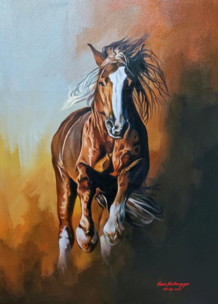 Gambar Lukisan Kuda gagah perkasa berlari penuh semangat dari JAVADESINDOartgallery undefined Tokopedia