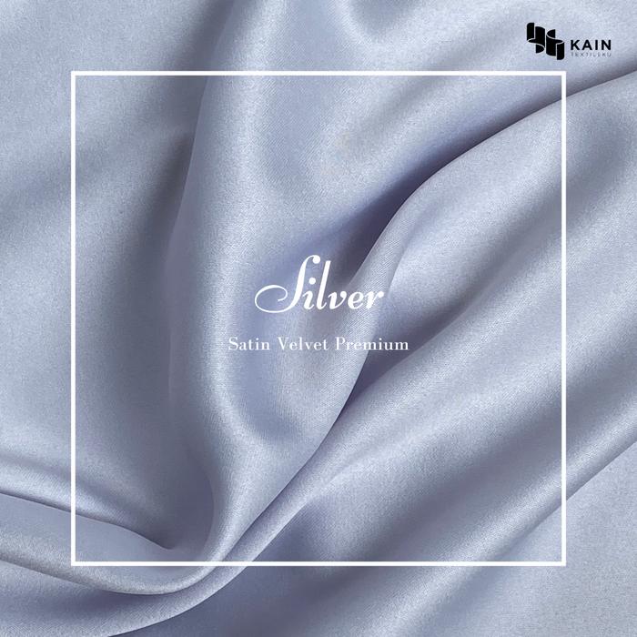 Gambar Bahan Kain Satin Velvet Premium per 0.5 meter - Silver dari Kain Textileku undefined Tokopedia