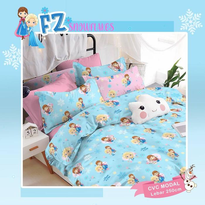 Gambar sprei set katun cvc motif spring romace size 90x200x30 - snowflakes biru, 100x200x30 dari ayunasprei undefined Tokopedia