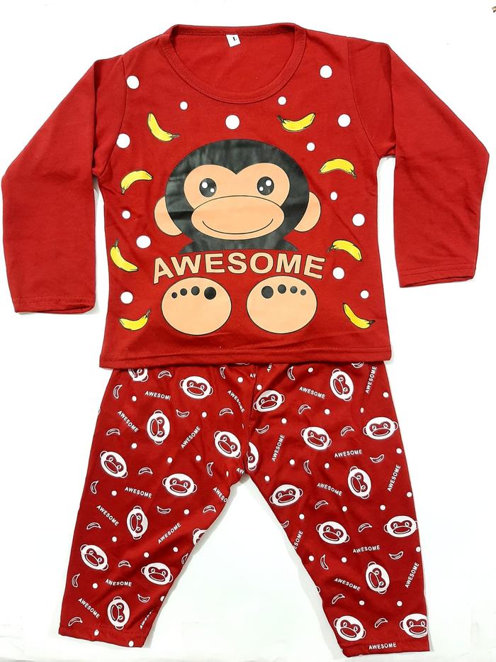 Gambar setelan anak laki-laki celana( PP )lengan panjang pakaian cowok monyet - -monyet-merah, PP- thn=S dari VINNY COLLECTION_NEW undefined Tokopedia