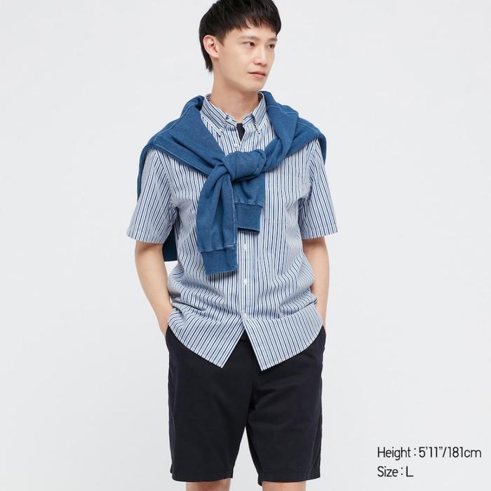 Gambar UNIQLO Kemeja Broadcloth Extra Fine Cotton Garis Original Store - Biru 1, XL dari DroidOne undefined Tokopedia