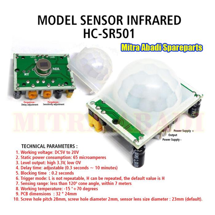 Gambar Modul Sensor Gerak Infrared PIR HC-SR501 Arduino - MODUL SENSOR IR dari Mitra Abadi Spareparts undefined Tokopedia